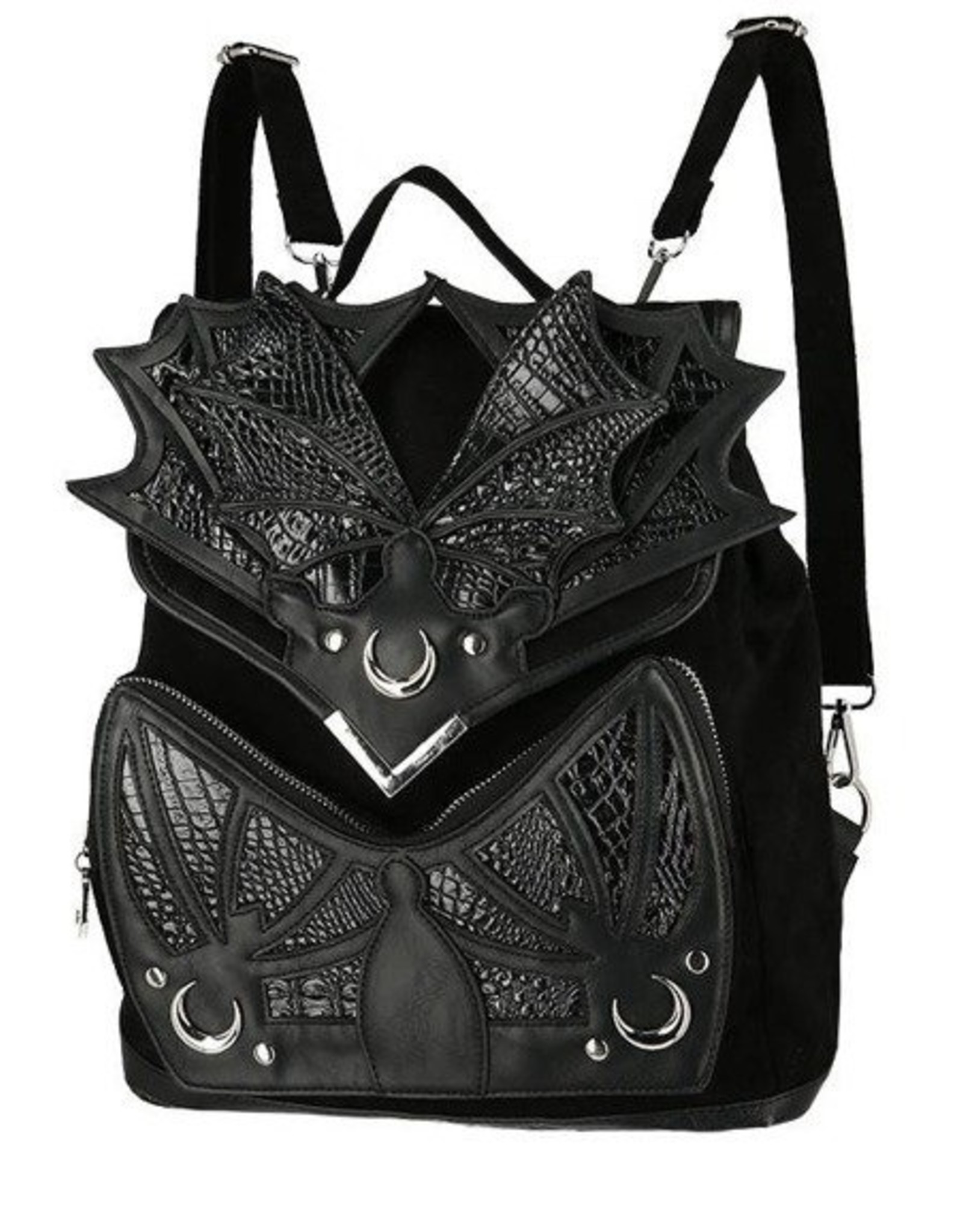 Restyle Gothic bags Steampunk bags -  Black Phantom Gothic Backpack with a Dragon Wings - Restyle