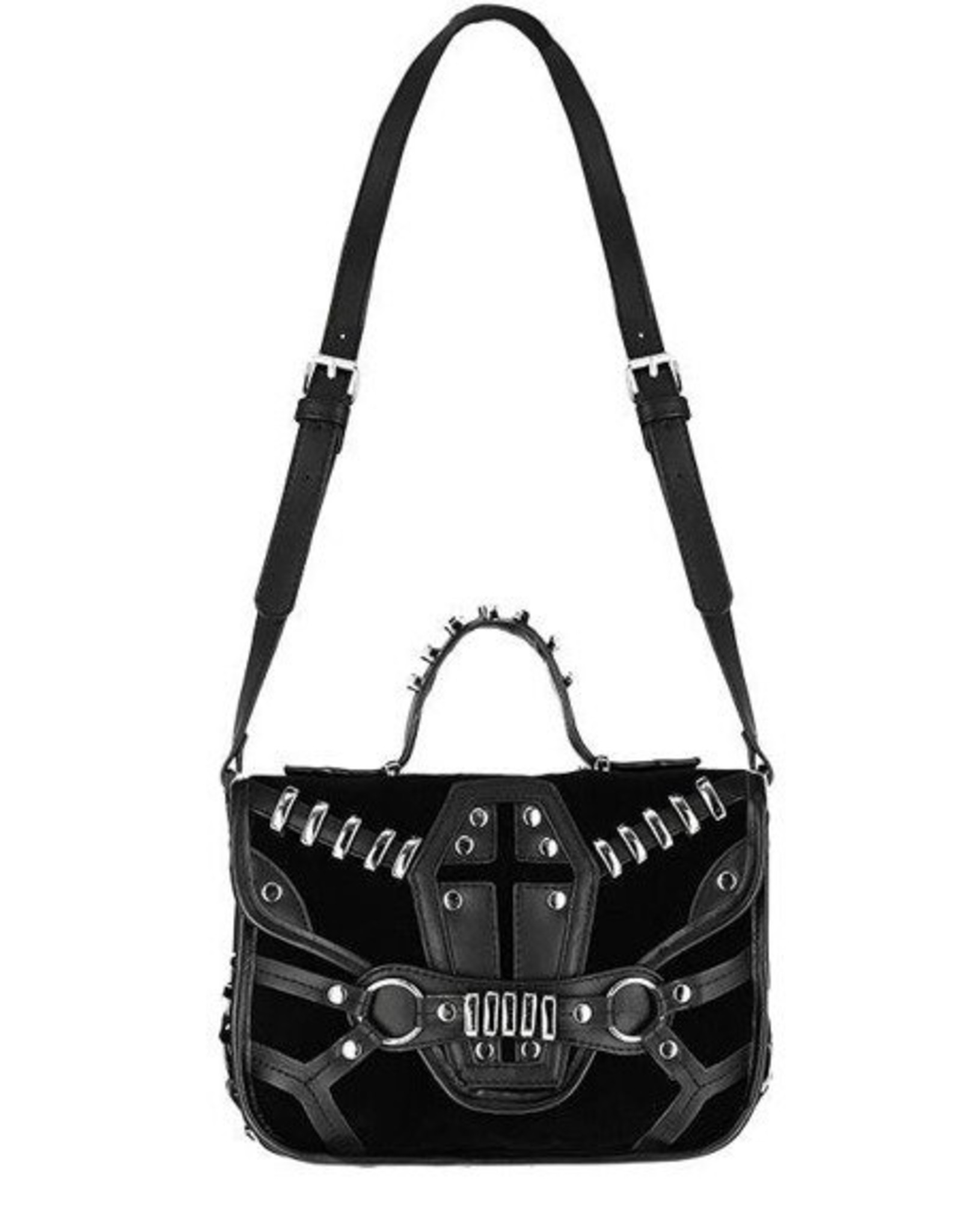 Restyle Gothic tassen Steampunk tassen - Coffin Purse Gothic Handtas met Doodskist Motief en Metalen Elementen