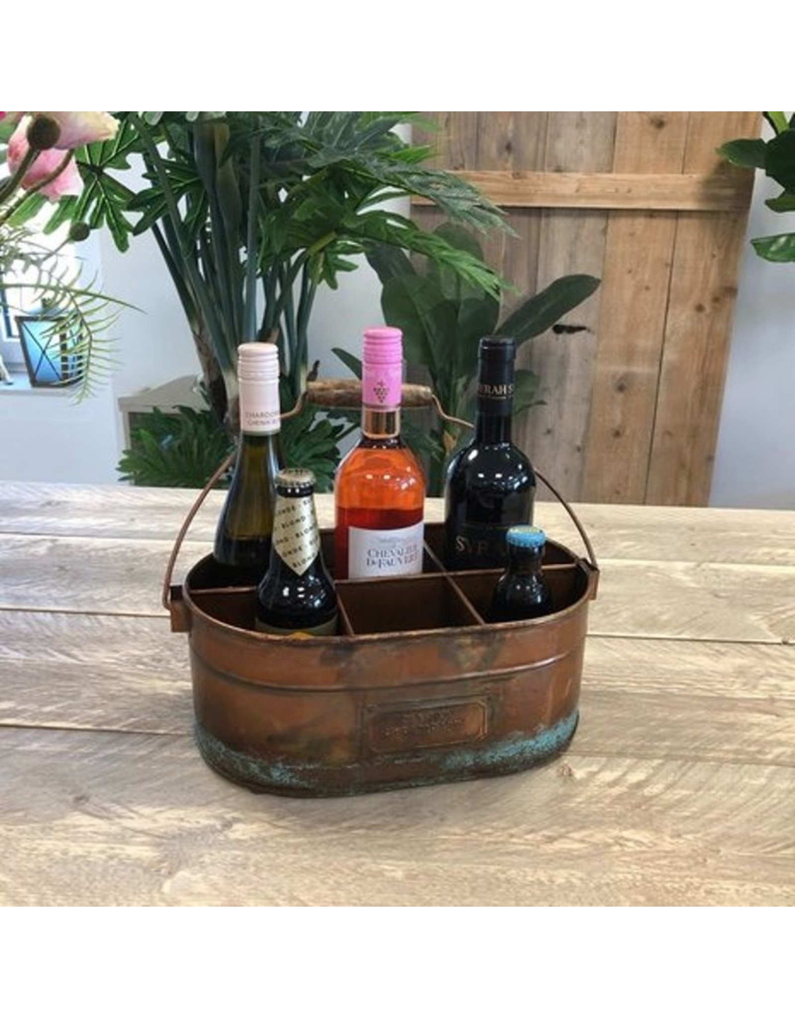 Trukado Miscellaneous - Wine crate made of Recycled Old Brass Look Metal