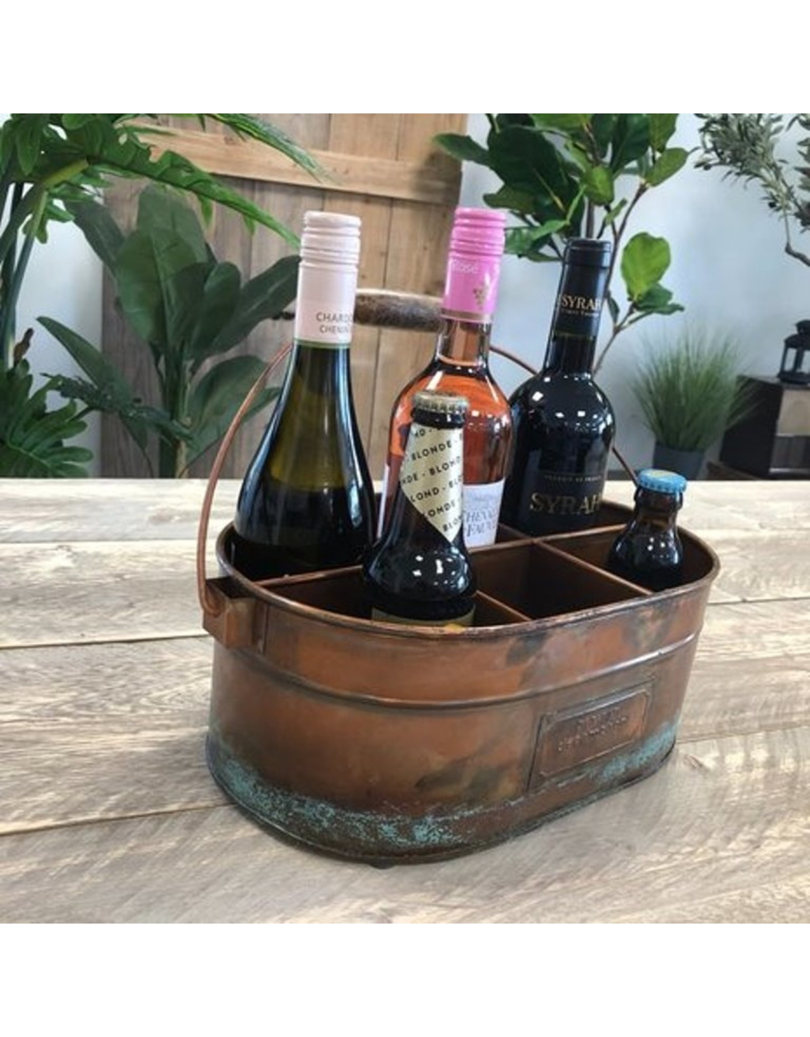 Trukado Miscellaneous - Wine crate made of Recycled Old Brass Look Metal