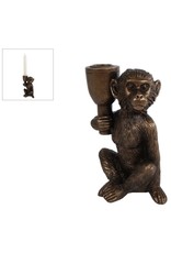 Trukado Giftware Figurines Collectables - Candlestick Monkey Polyresin Bronze 15cm