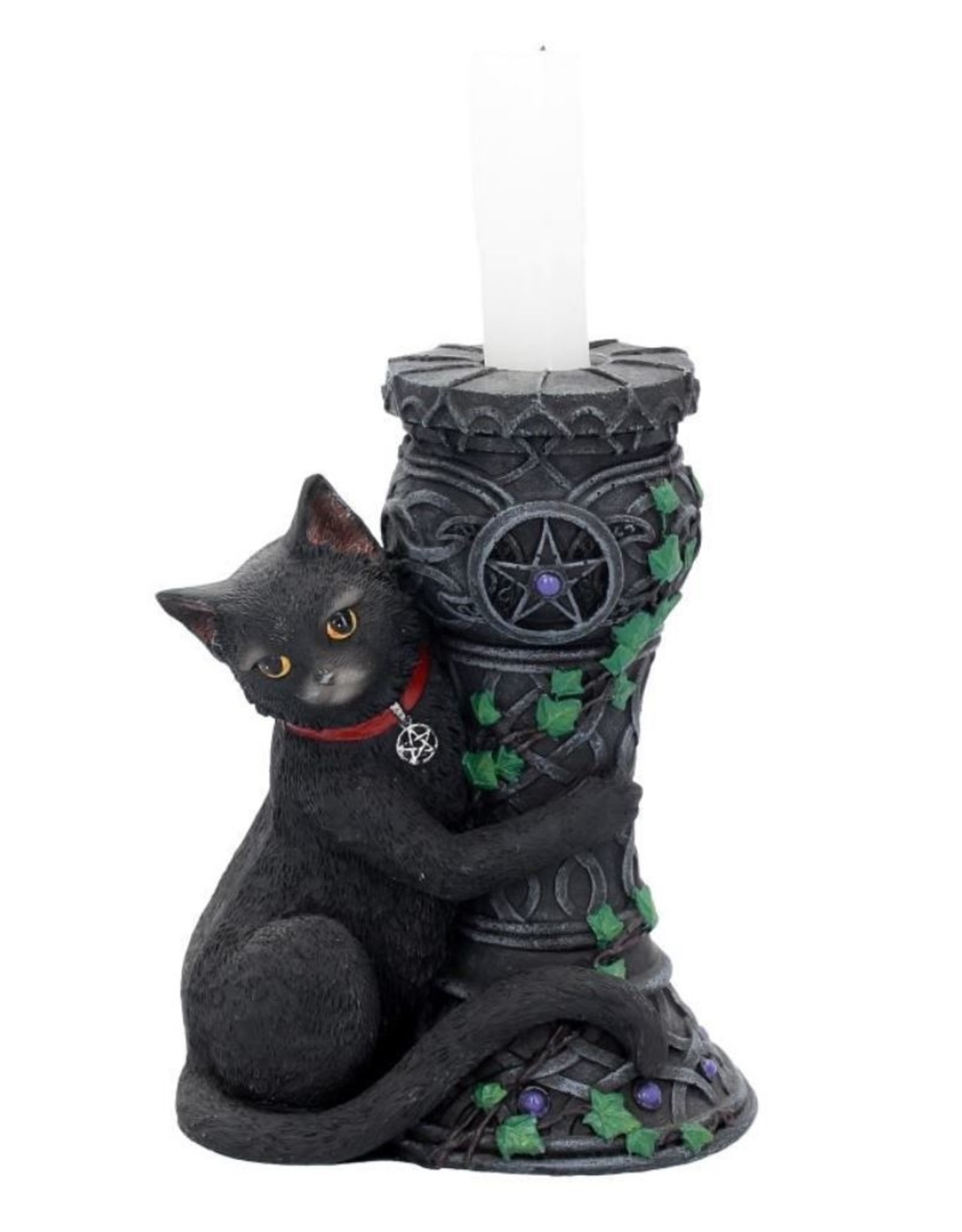 NemesisNow Giftware Beelden Collectables  - Middernacht Kat Kaarsenhouder  15cm