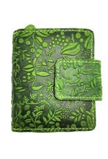 HillBurry Leather Wallets -  HillBurry Leather Wallet with Embossed Flowers Green