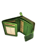 HillBurry Leather Wallets -  HillBurry Leather Wallet with Embossed Flowers Green