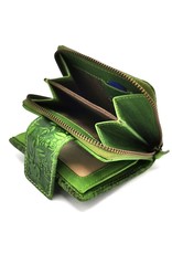 HillBurry Leather Wallets -  HillBurry Leather Wallet with Embossed Flowers Green