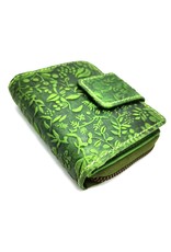 HillBurry Leather Wallets -  HillBurry Leather Wallet with Embossed Flowers Green
