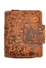 HillBurry Leather Wallets -  HillBurry Leather Wallet with Embossed Flowers Tan