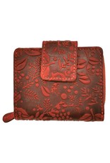 HillBurry Leather Wallets - HillBurry Leather Wallet with Embossed Flowers Red