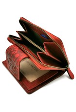 HillBurry Leather Wallets - HillBurry Leather Wallet with Embossed Flowers Red