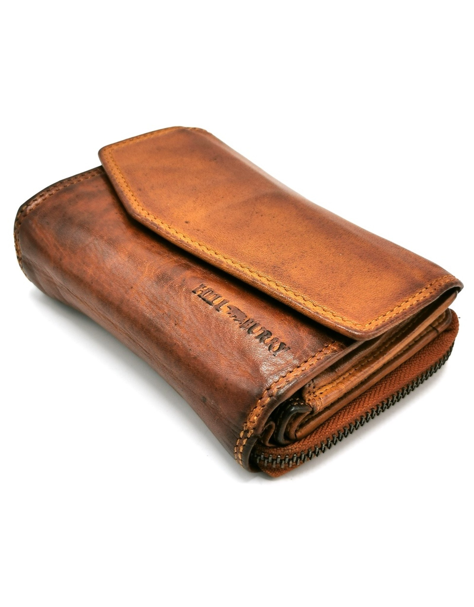 HillBurry Leather Wallets - Hillburry Wallet with Cover Washed Leather Cognac