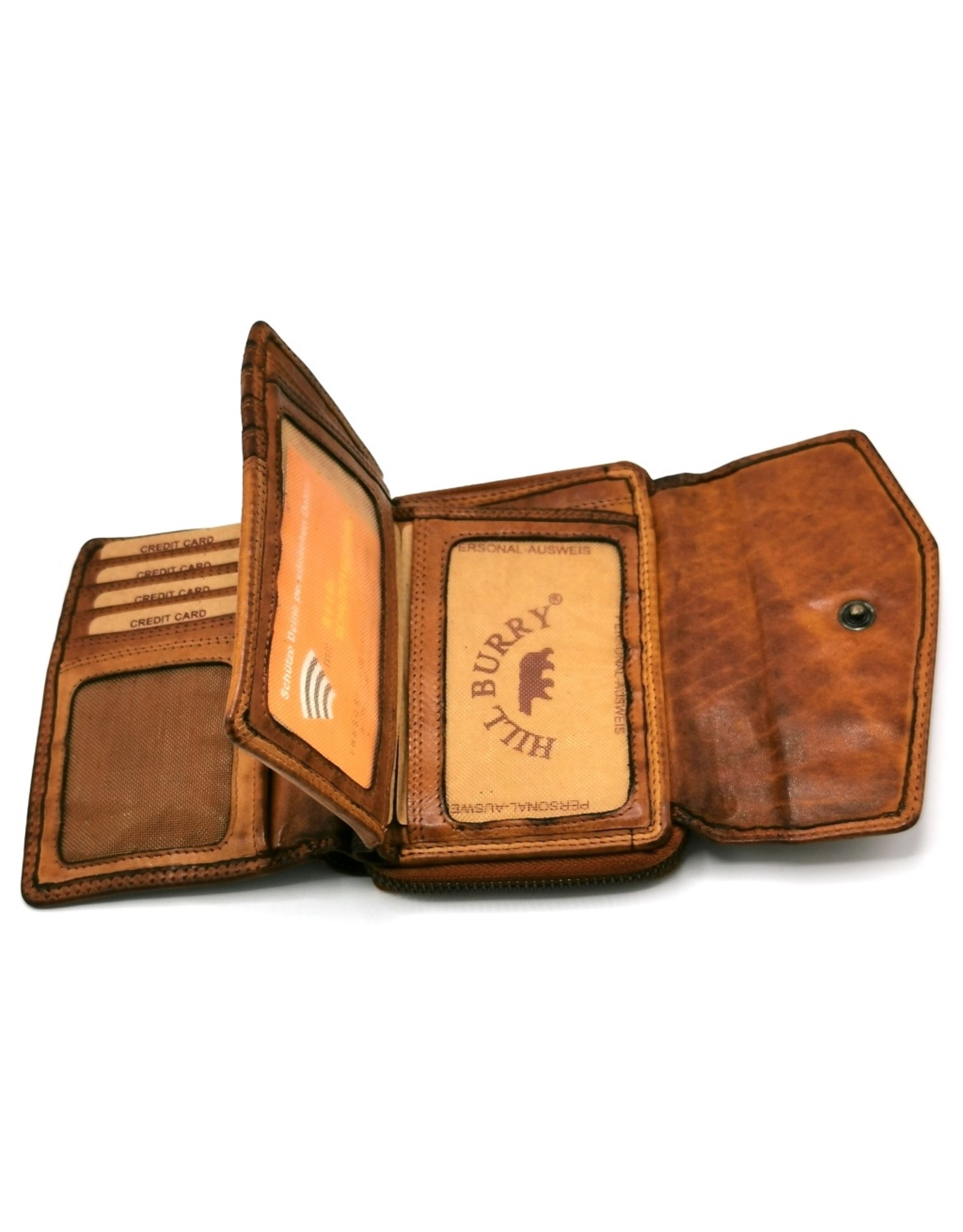 HillBurry Leather Wallets - Hillburry Wallet with Cover Washed Leather Cognac