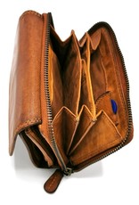 HillBurry Leren Portemonnees - Hillburry Portemonnee met Omslag Gewassen Leer Cognac