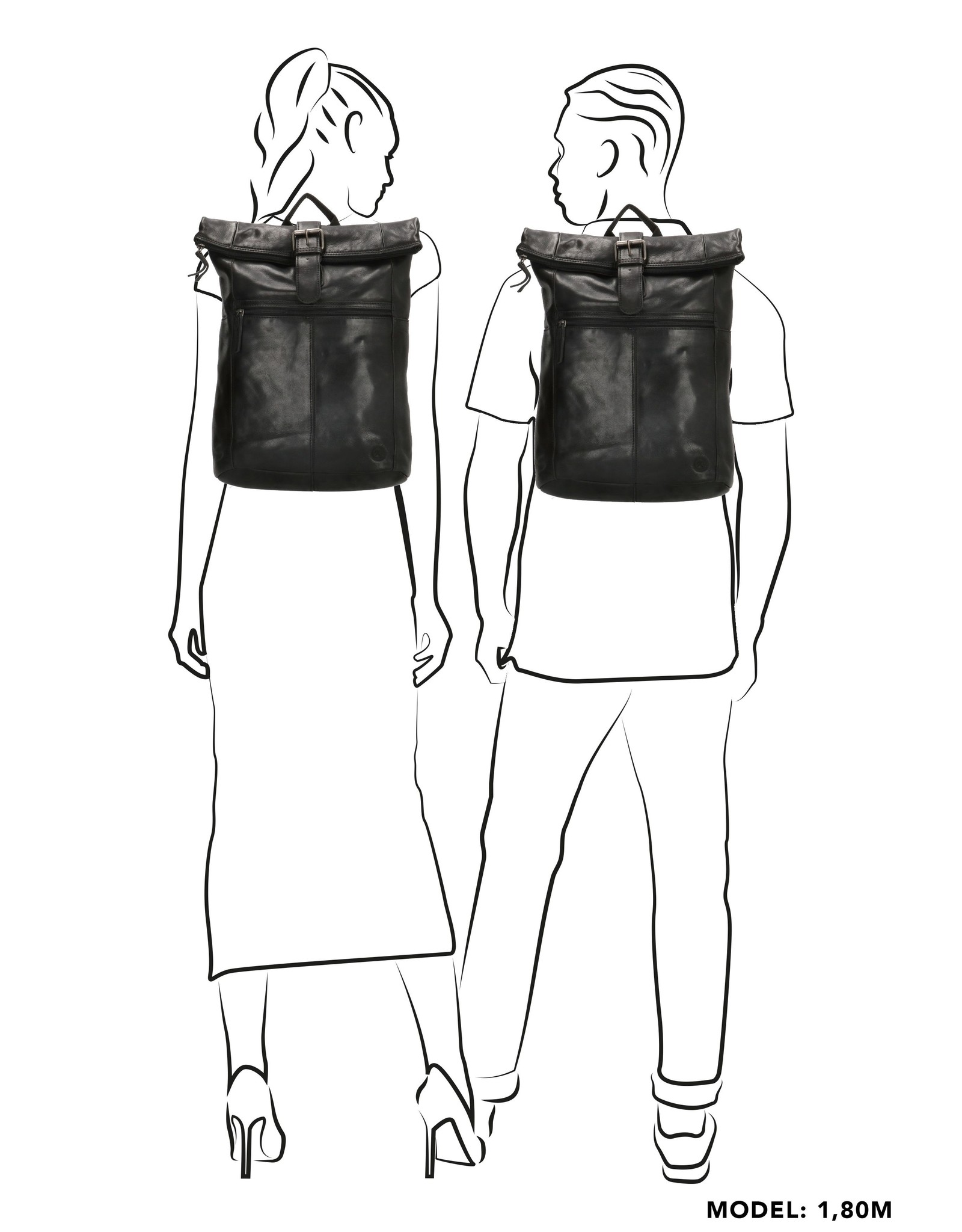 Hide & Stitches Leather backpacks  and leather shoppers - Hide & Stitches Rolltop Backpack 13,3 inch black