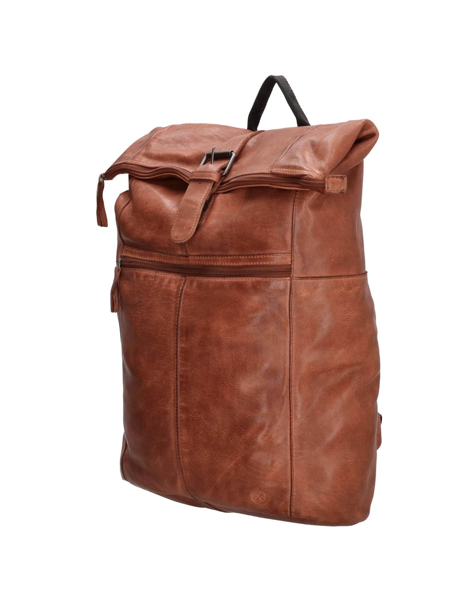 Hide & Stitches Leren rugzakken Leren shoppers - Hide & Stitches Rolltop Rugzak 15,6" - 17,3" donkercognac