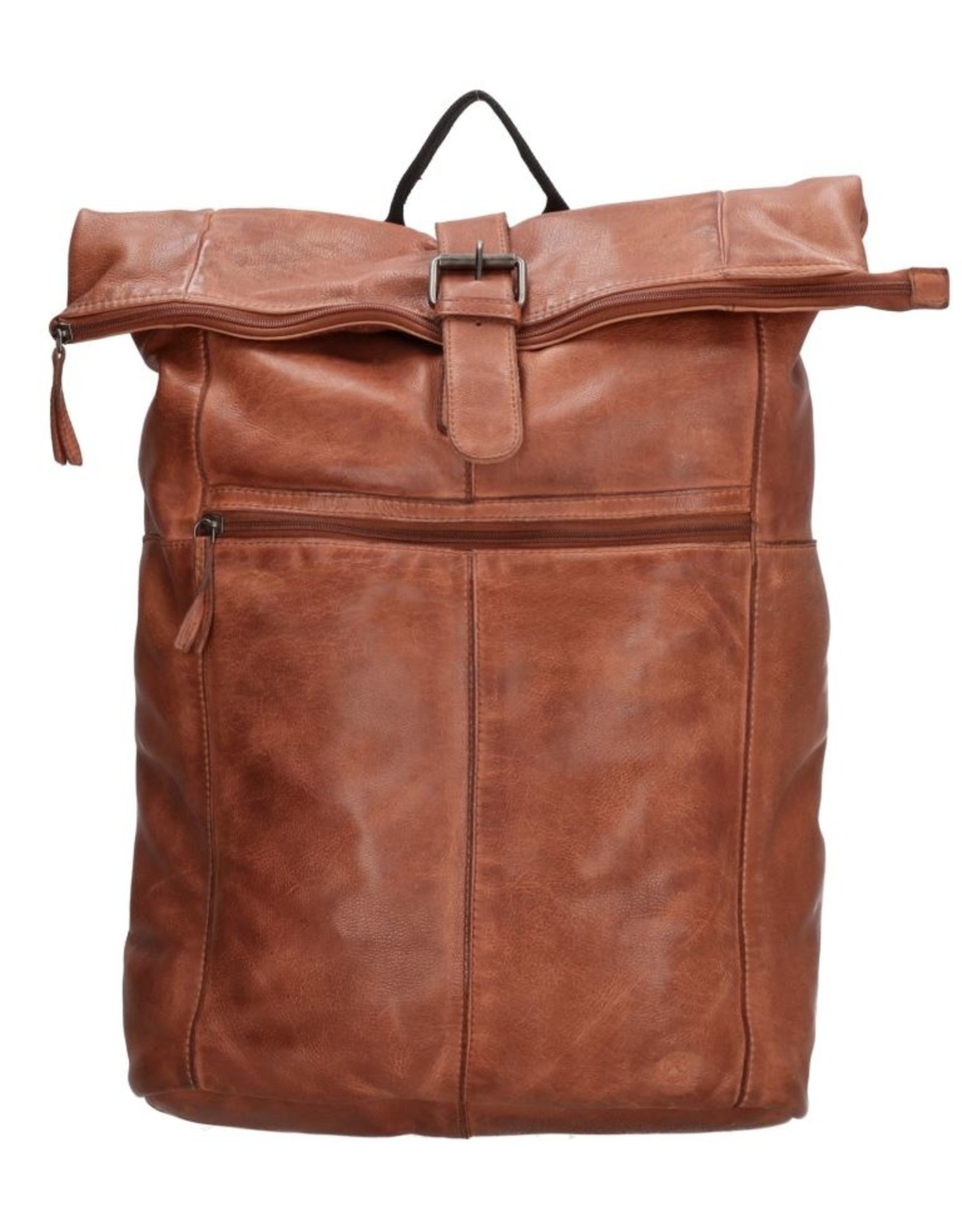 Hide & Stitches Leren rugzakken Leren shoppers - Hide & Stitches Rolltop Rugzak 15,6" - 17,3" donkercognac