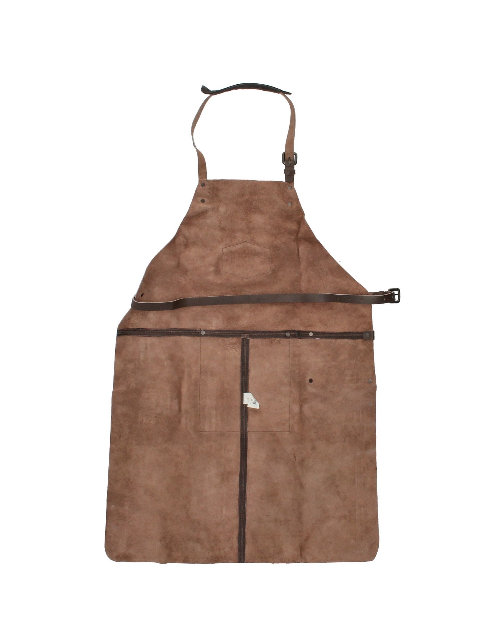 Old West Leren riemen en buckles - Hide & Stitches Leren Barbecue / Grill Schort donkerbruin