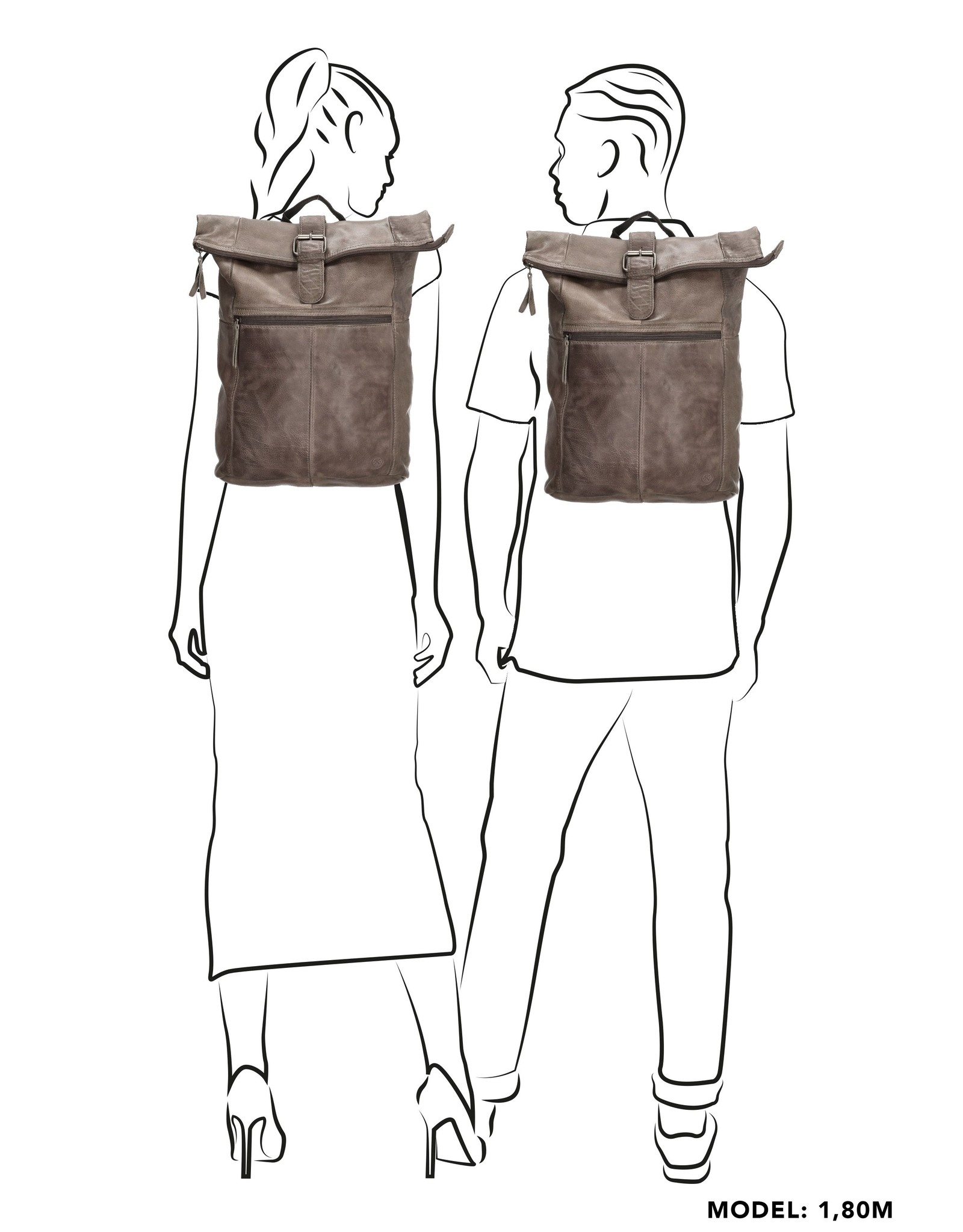 Hide & Stitches Leather backpacks  and leather shoppers - Hide & Stitches Rolltop Backpack 13,3 inch taupe