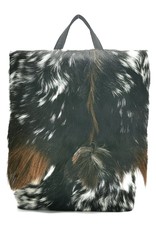 Hide & Stitches Leren rugzakken Leren shoppers - Hide & Stitches Leren Rugzak met Vacht omslag Zwart -5