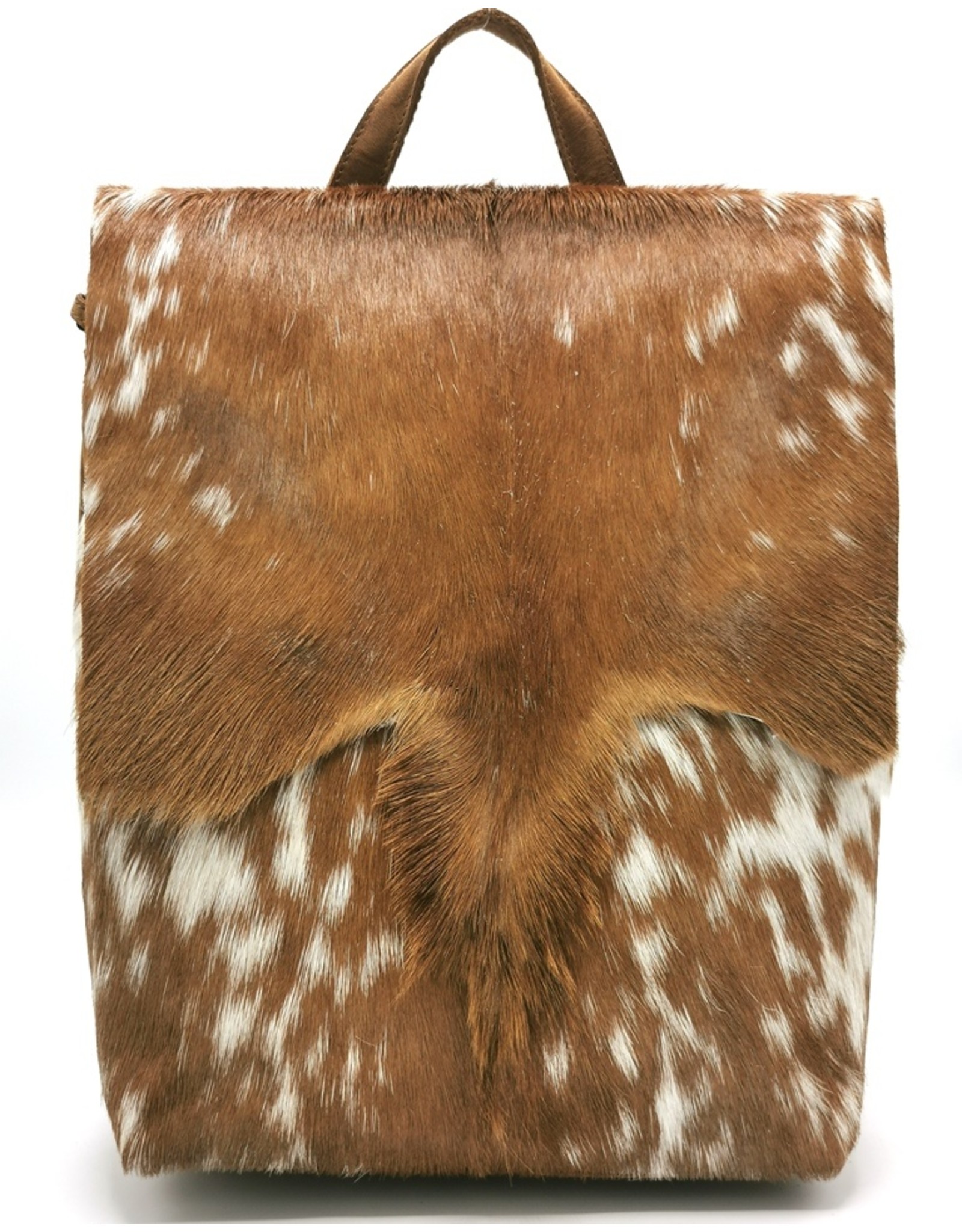 Hide & Stitches Leather backpacks  and leather shoppers - Hide & Stitches Leather Backpack with Fur Cover Brown