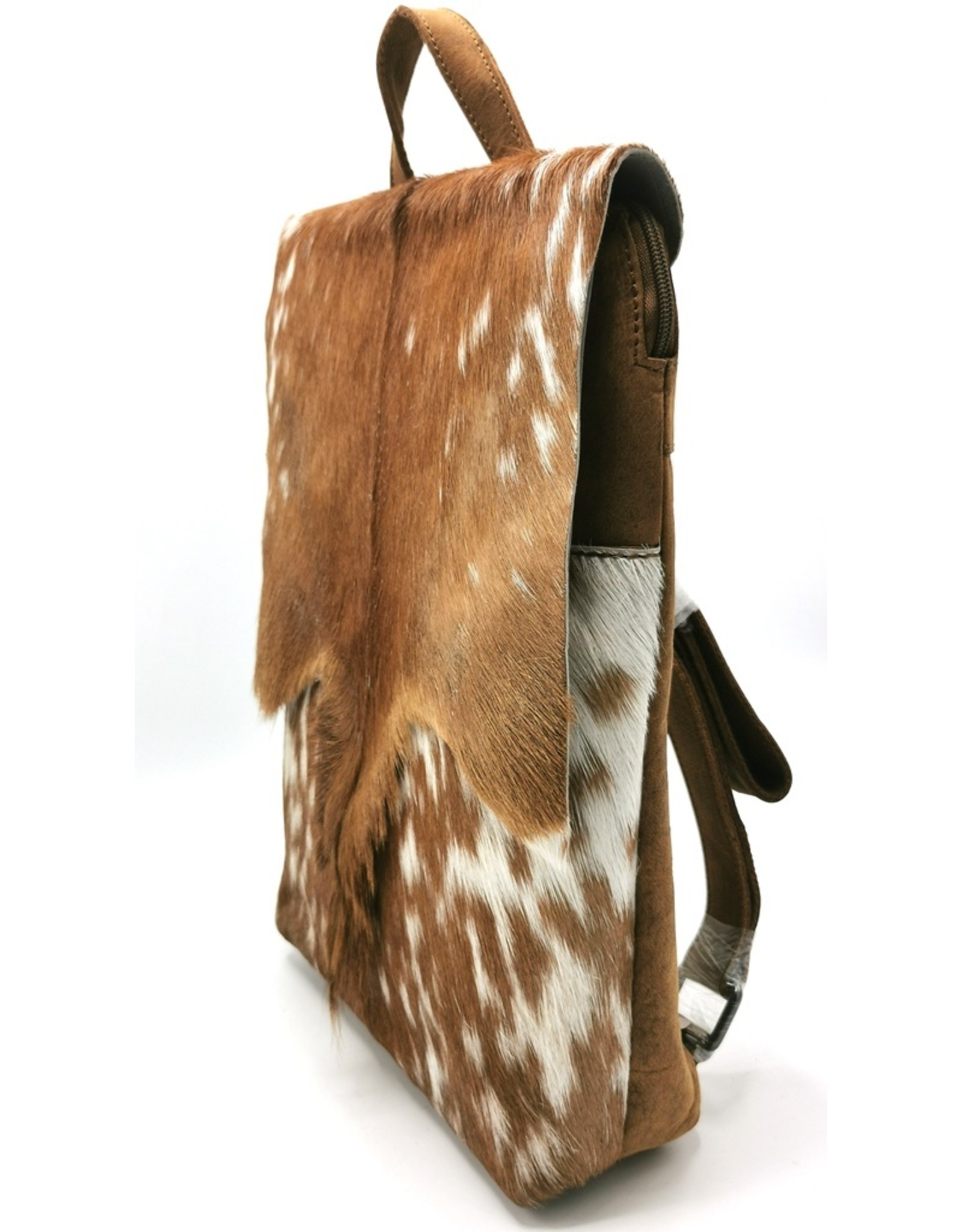 Hide & Stitches Leather backpacks  and leather shoppers - Hide & Stitches Leather Backpack with Fur Cover Brown