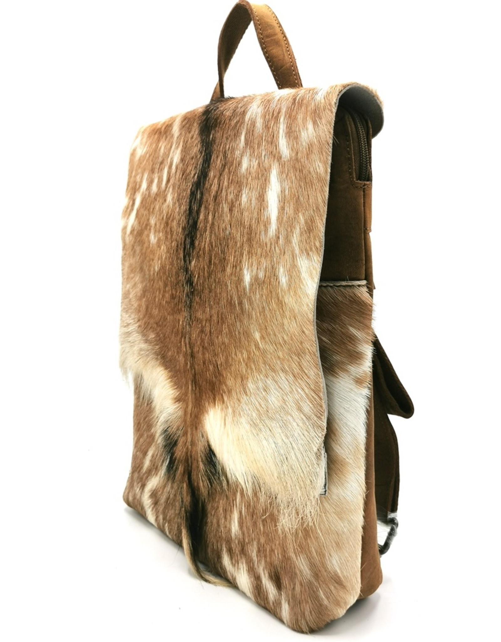 Hide & Stitches Leather backpacks  and leather shoppers - Hide & Stitches Leather Backpack with Fur Cover Brown - 2