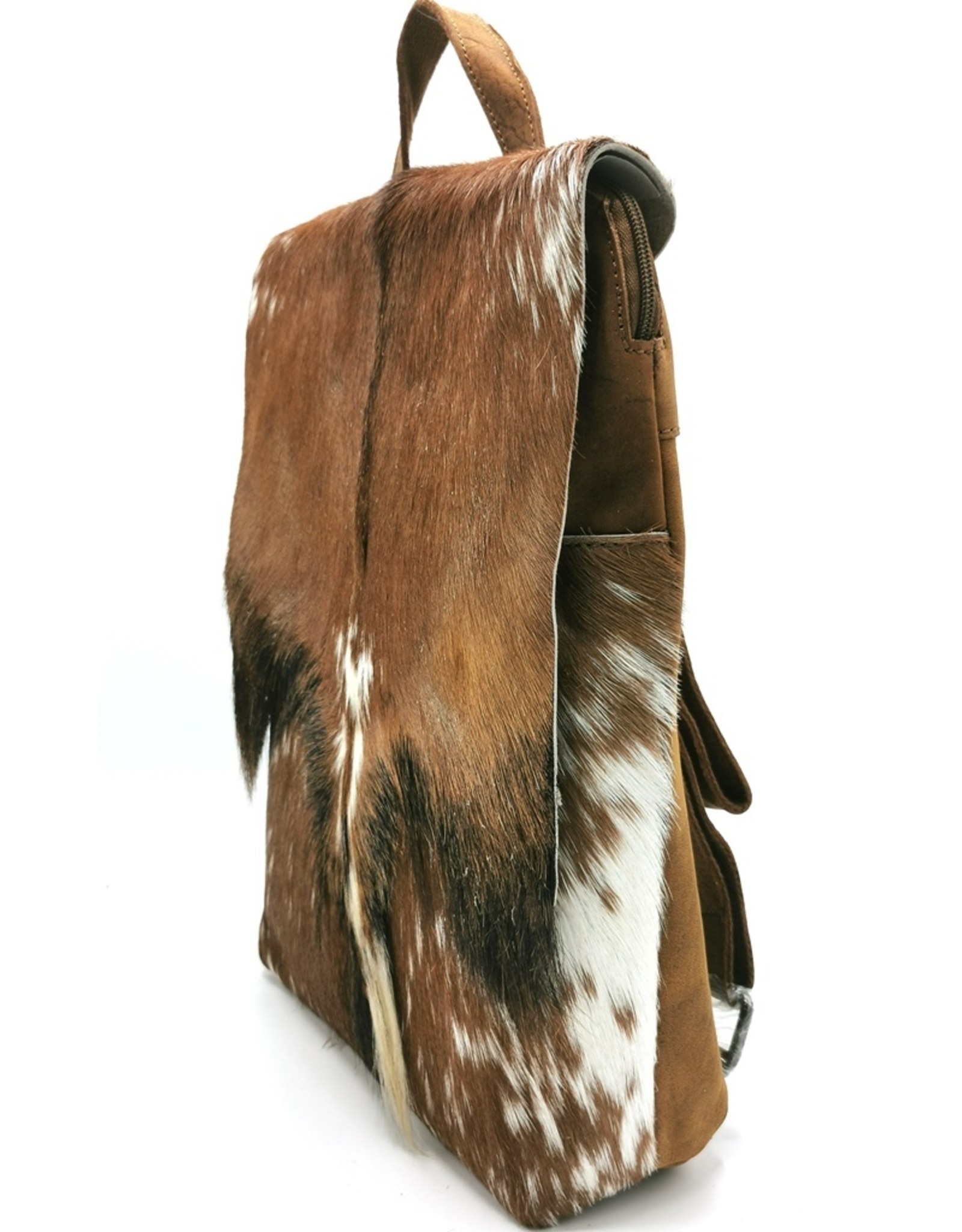 Hide & Stitches Leather backpacks  and leather shoppers - Hide & Stitches Leather Backpack with Fur Cover Brown - 3