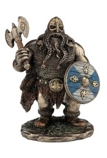 Veronese Design Giftware Figurines Collectables - Viking with Shield and Axe Bronzed figurine 14cm