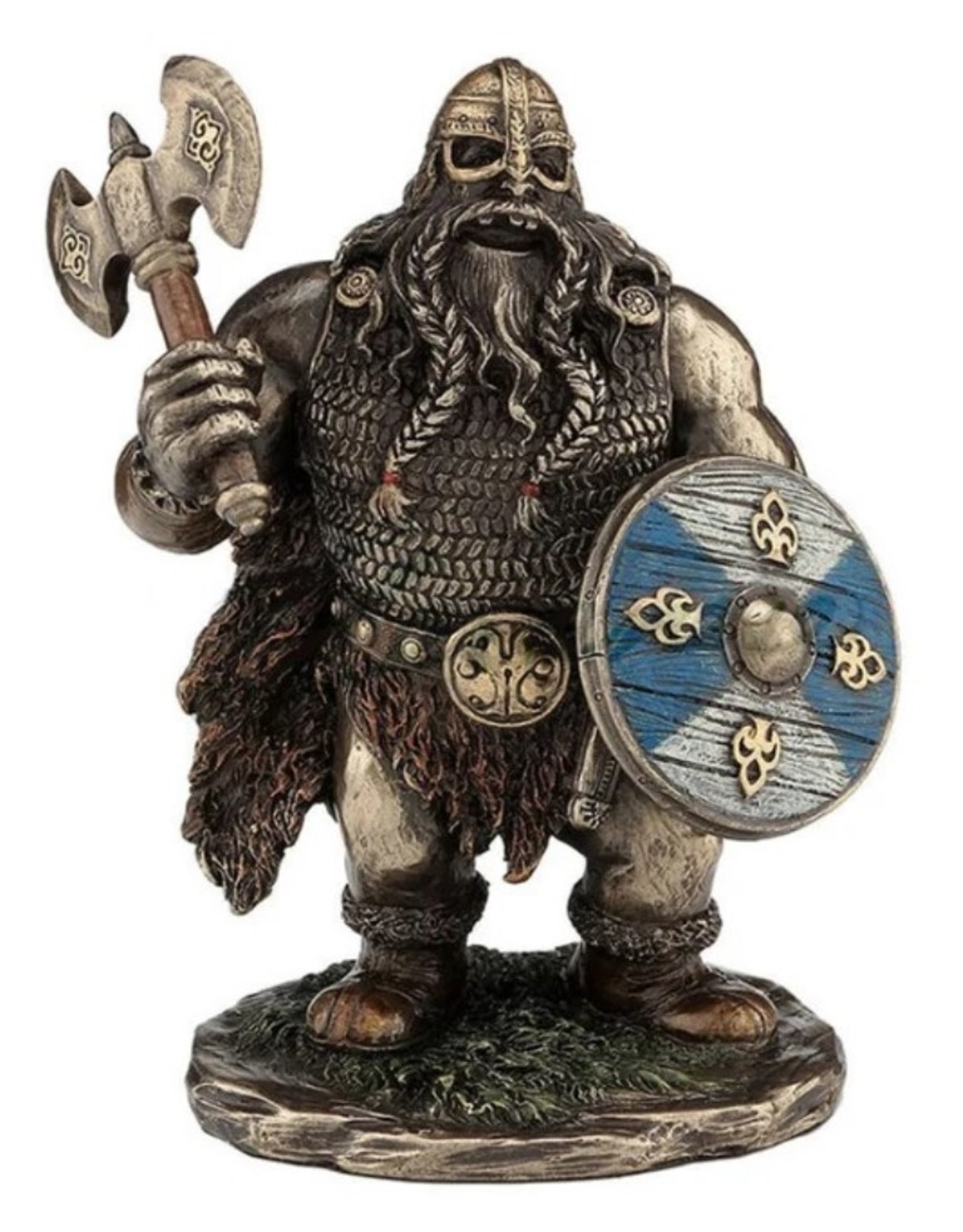 Veronese Design Giftware Beelden Collectables  - Viking met Schild en Bijl Gebronsd beeldje 14cm