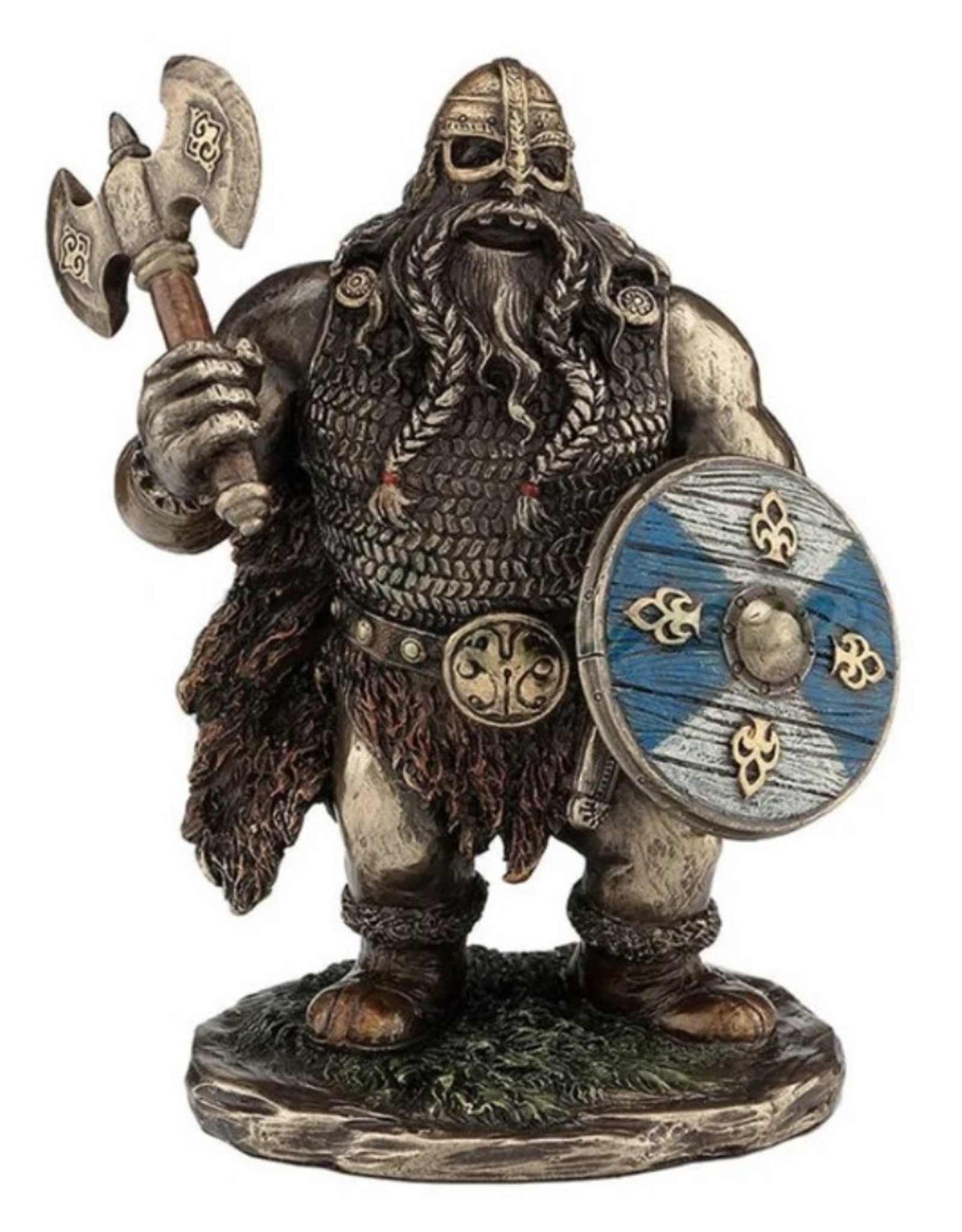 Veronese Design Giftware Figurines Collectables - Viking with Shield and Axe Bronzed figurine 14cm