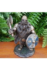 Veronese Design Giftware Figurines Collectables - Viking with Shield and Axe Bronzed figurine 14cm