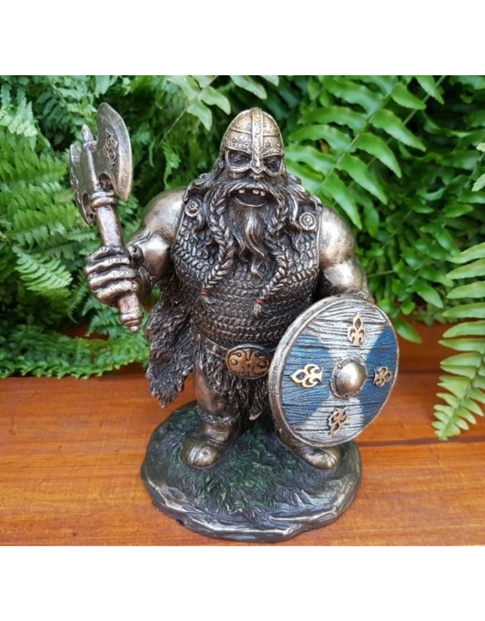 Veronese Design Giftware Beelden Collectables  - Viking met Schild en Bijl Gebronsd beeldje 14cm