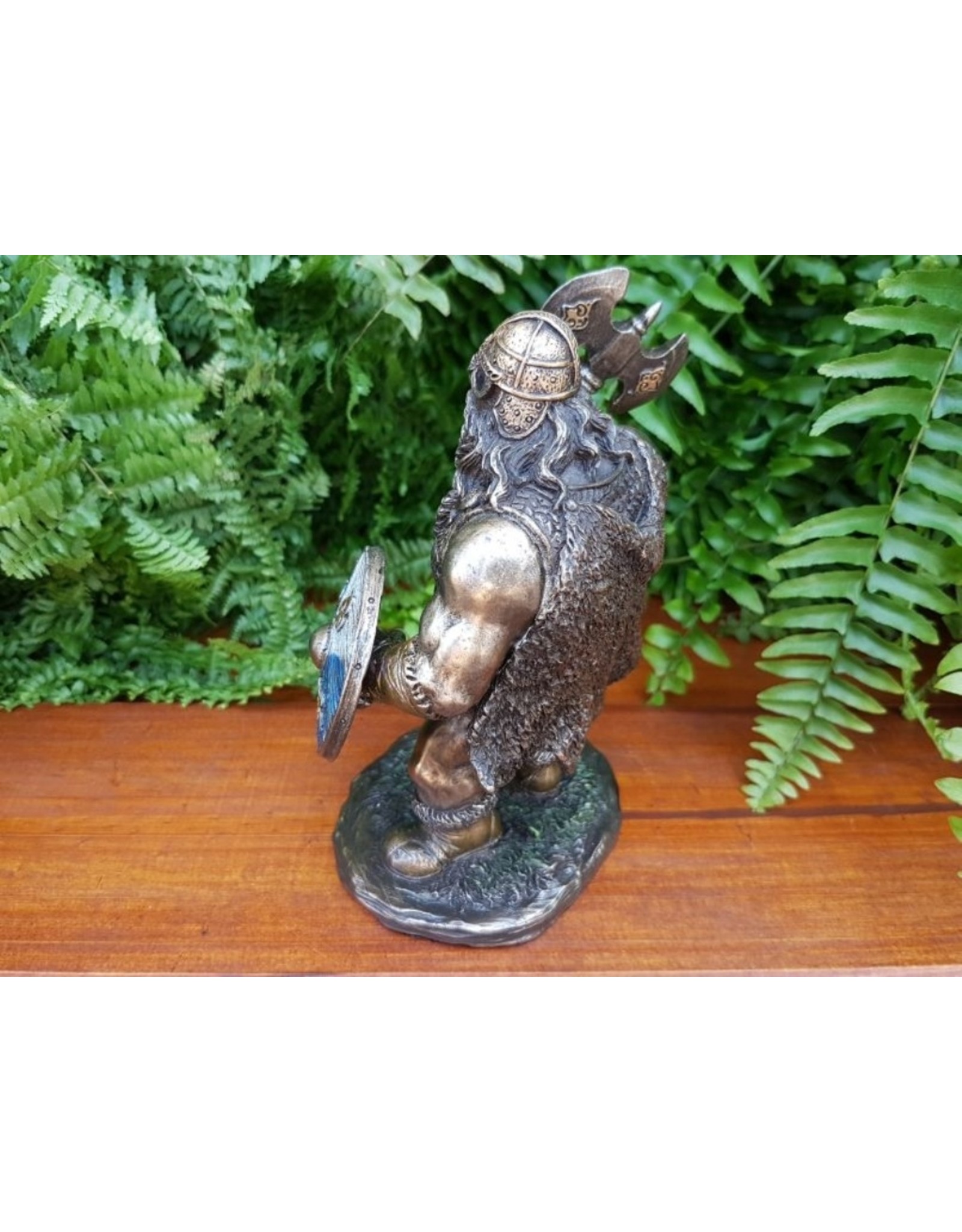 Veronese Design Giftware Figurines Collectables - Viking with Shield and Axe Bronzed figurine 14cm