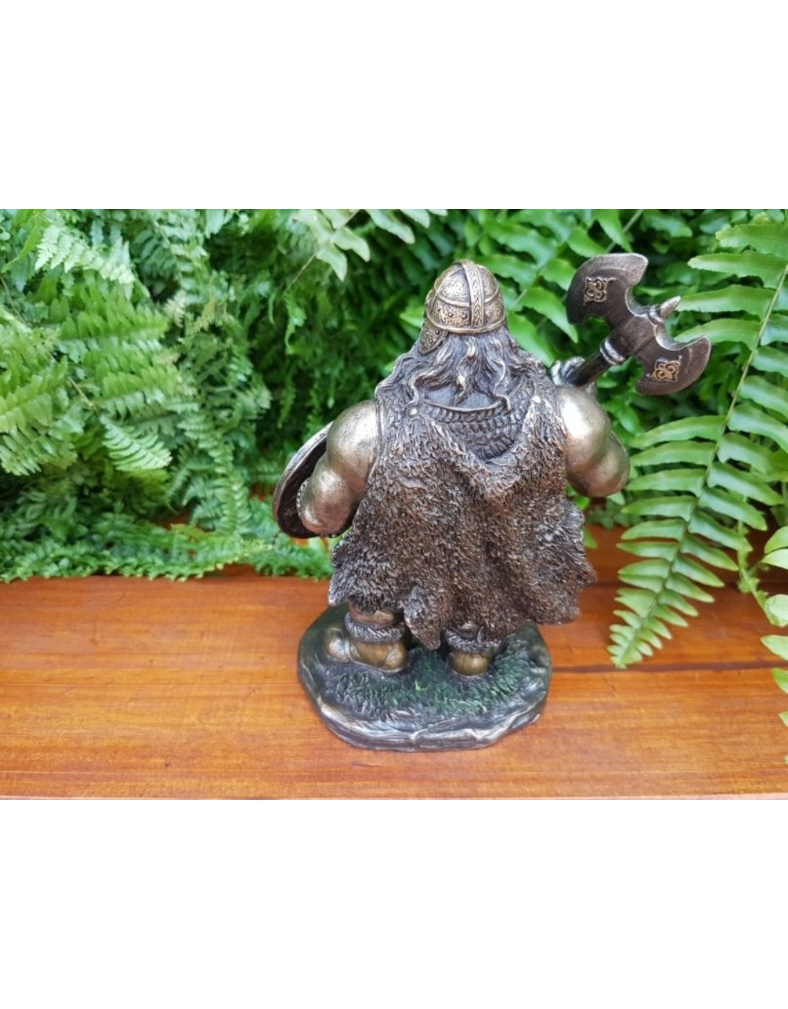 Veronese Design Giftware Figurines Collectables - Viking with Shield and Axe Bronzed figurine 14cm