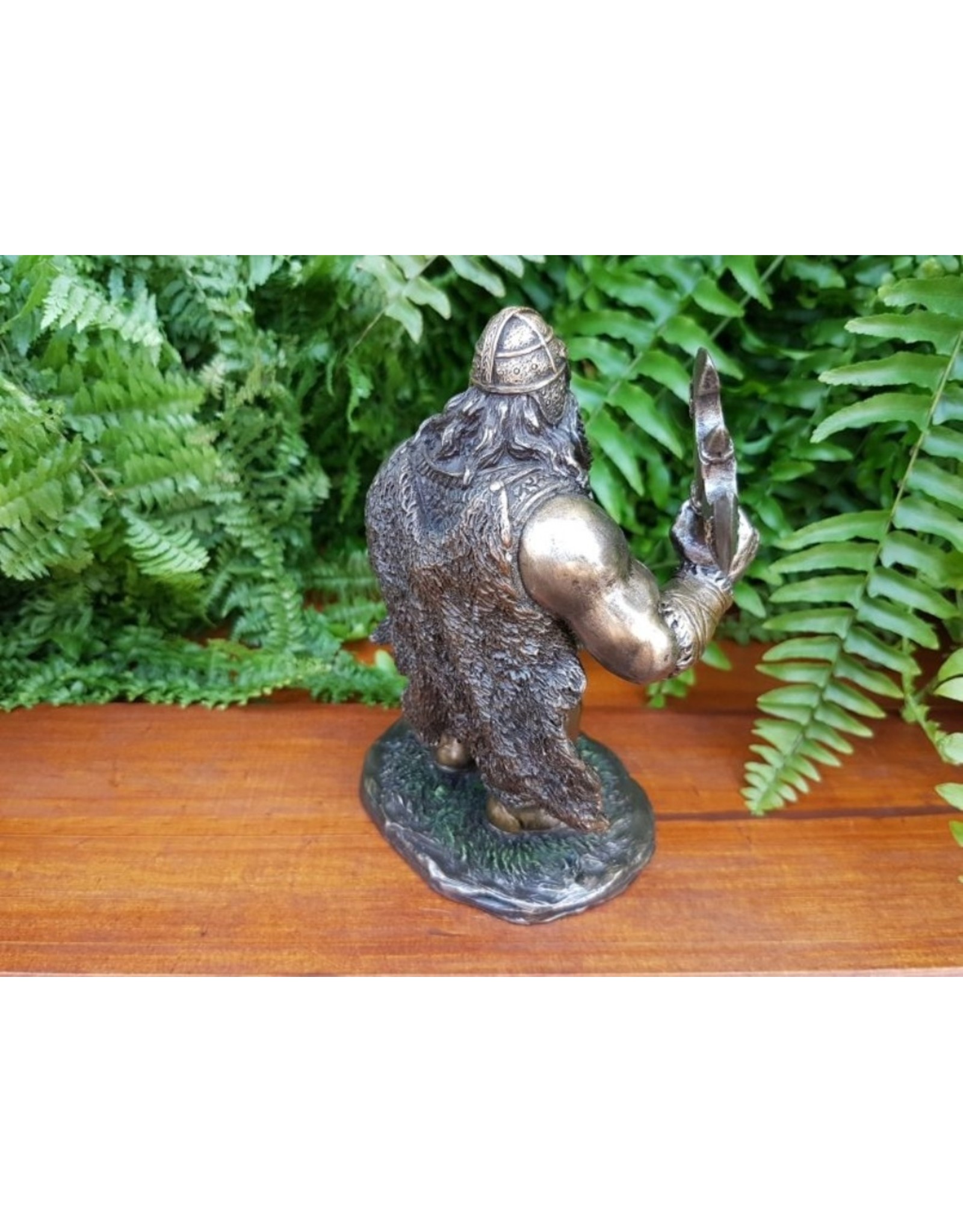 Veronese Design Giftware Figurines Collectables - Viking with Shield and Axe Bronzed figurine 14cm