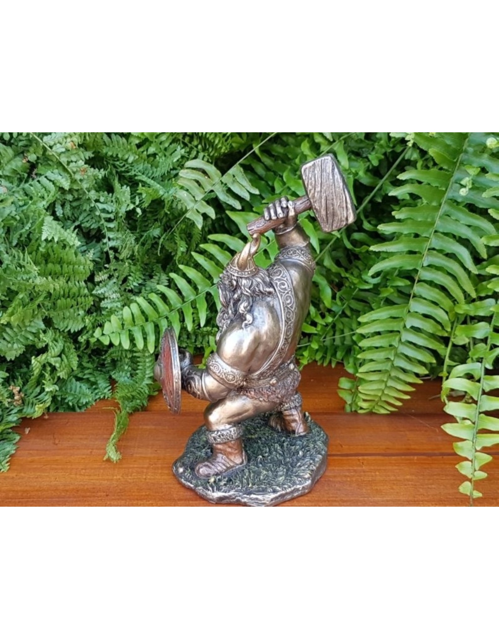 Veronese Design Giftware Beelden Collectables  - Viking met Hamer en Schild Gebronsd beeldje 18cm