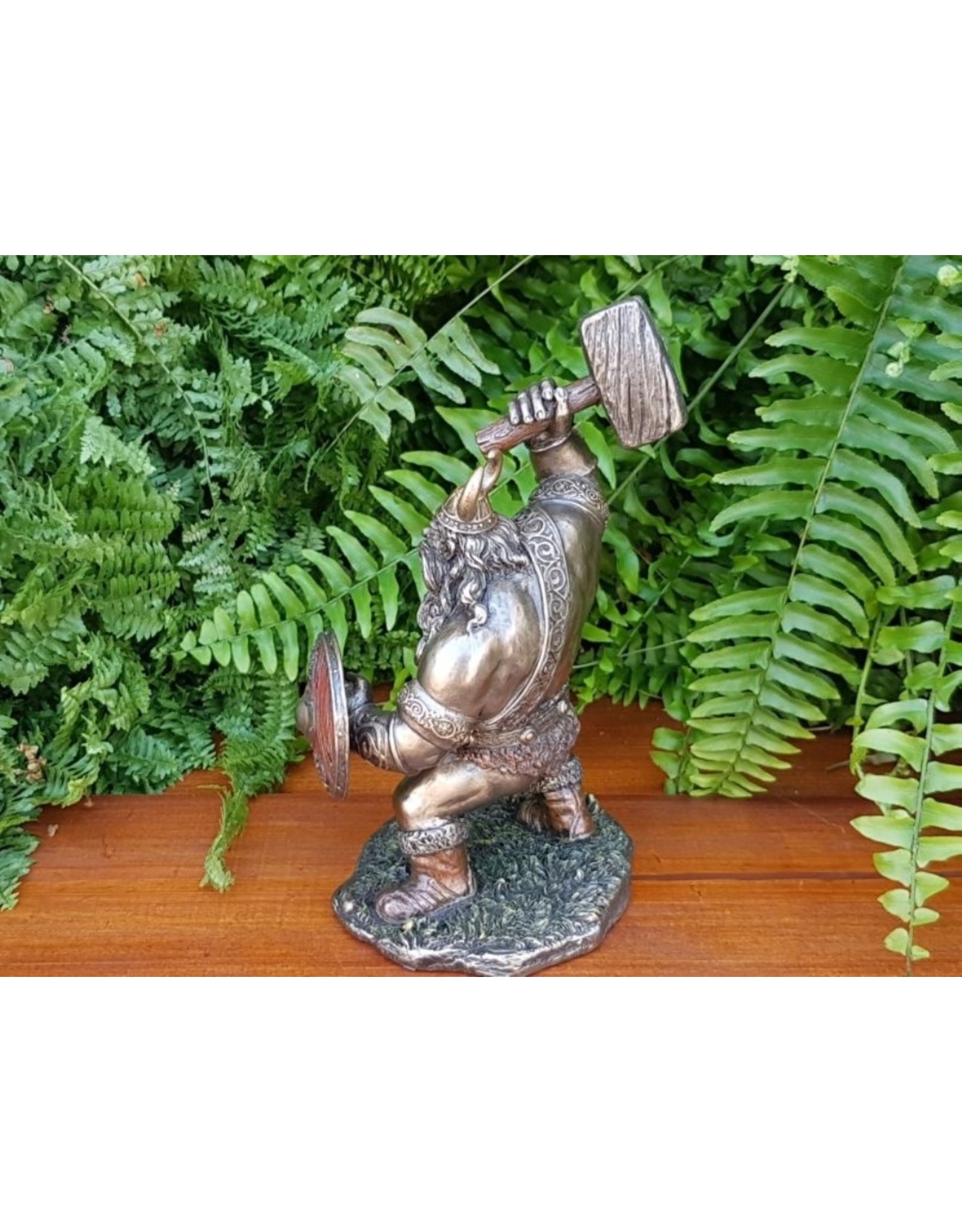 Veronese Design Giftware Figurines Collectables - Viking with Hammer and Shield Bronzed figurine 18cm