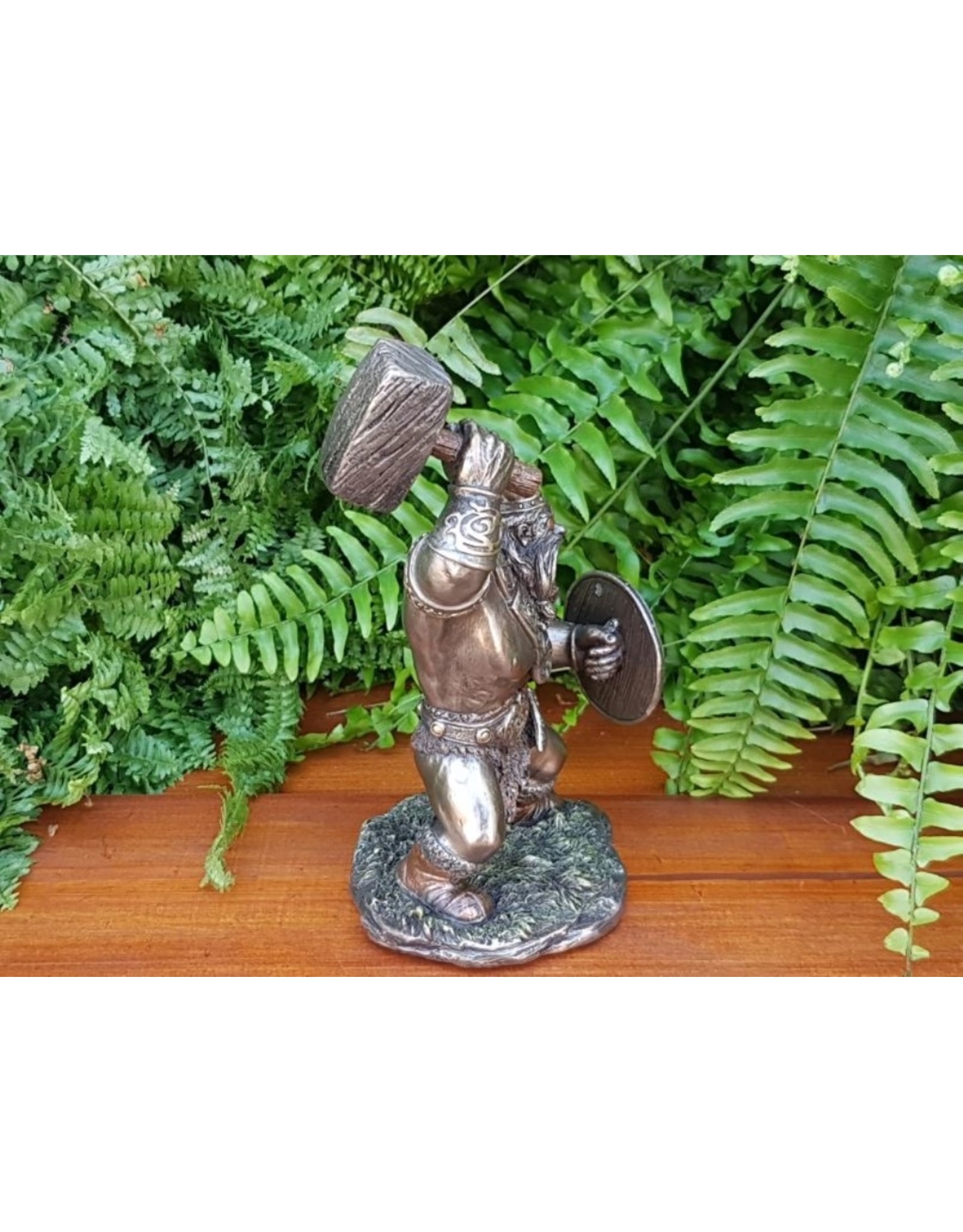 Veronese Design Giftware Figurines Collectables - Viking with Hammer and Shield Bronzed figurine 18cm