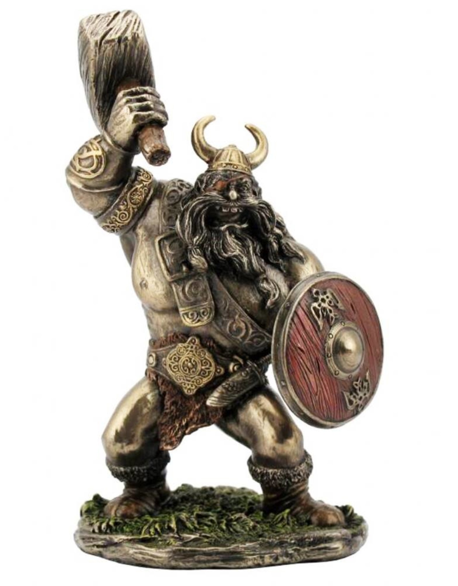 Veronese Design Giftware Figurines Collectables - Viking with Hammer and Shield Bronzed figurine 18cm