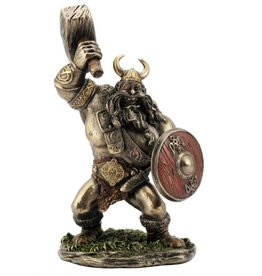 Veronese Design Viking with Hammer and Shield Bronzed figurine 18cm