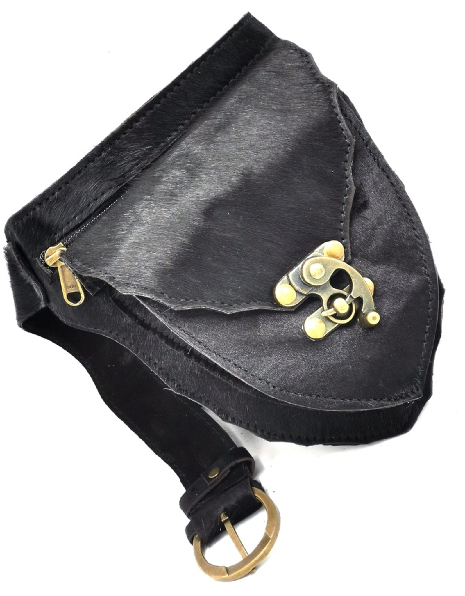 ONK Small leather bags, cluches and more -  Cowhide Waistbag with Hook (black)
