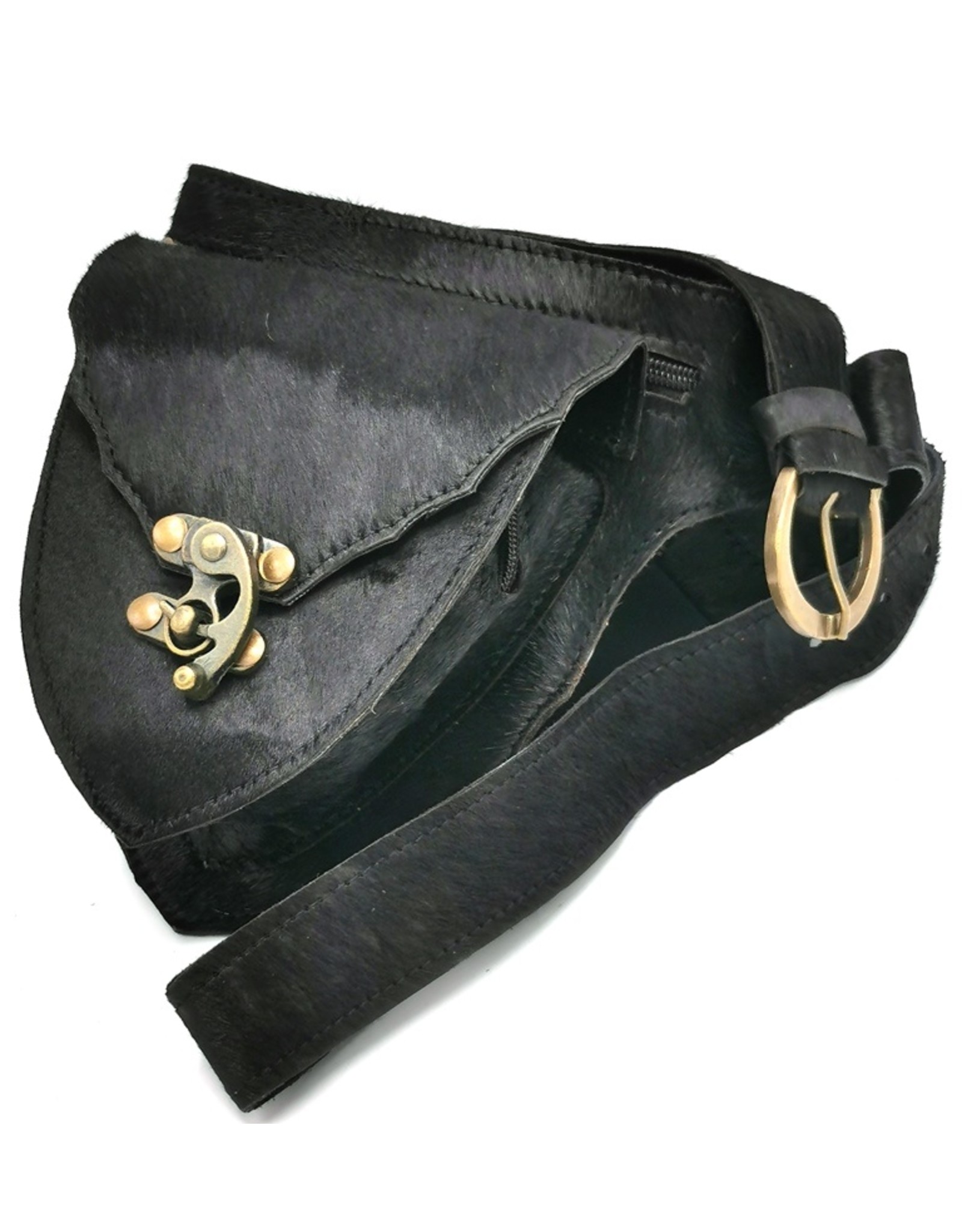 Trukado Small leather bags, cluches and more -  Cowhide Waistbag with Hook (black)