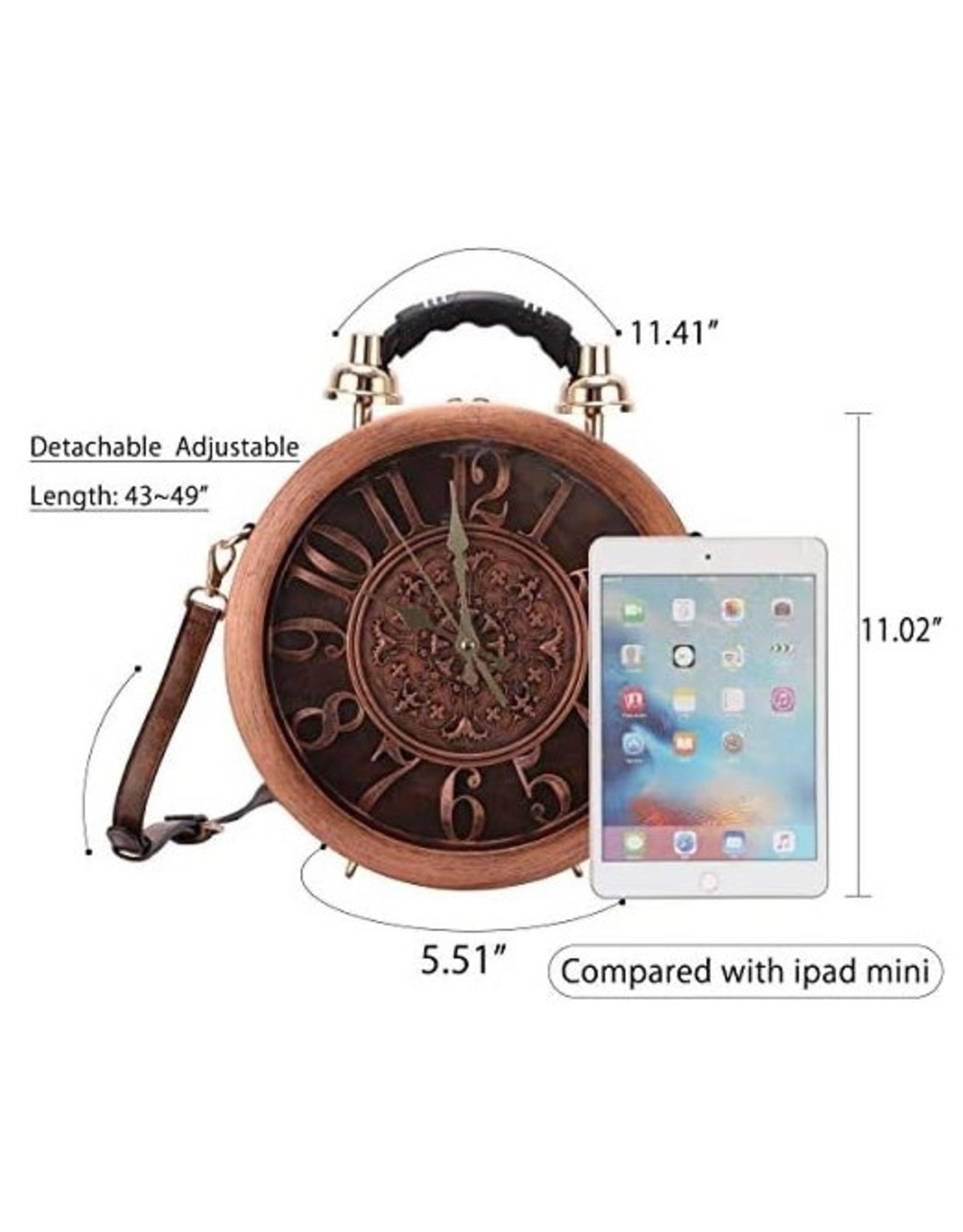 Trukado Fantasy bags - Clock bag with real working clock bronze