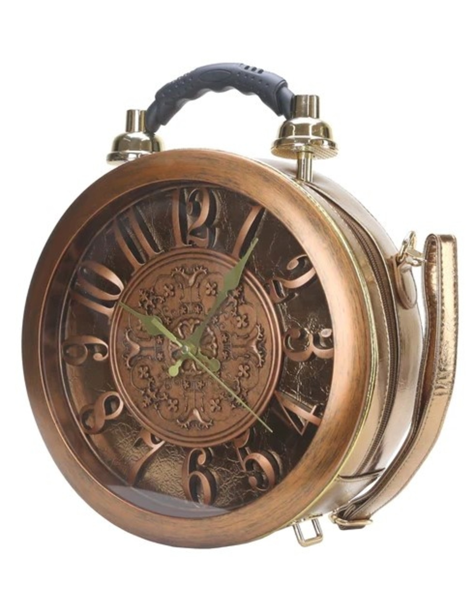 Trukado Fantasy bags - Clock bag with real working clock bronze