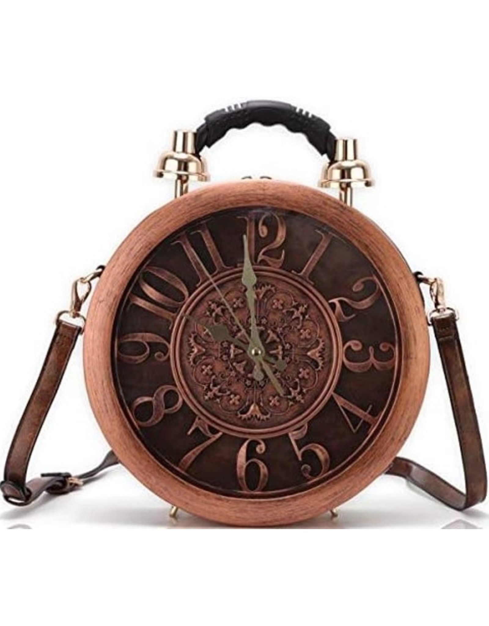 Trukado Fantasy bags - Steampunk Clock bag with real working clock brown