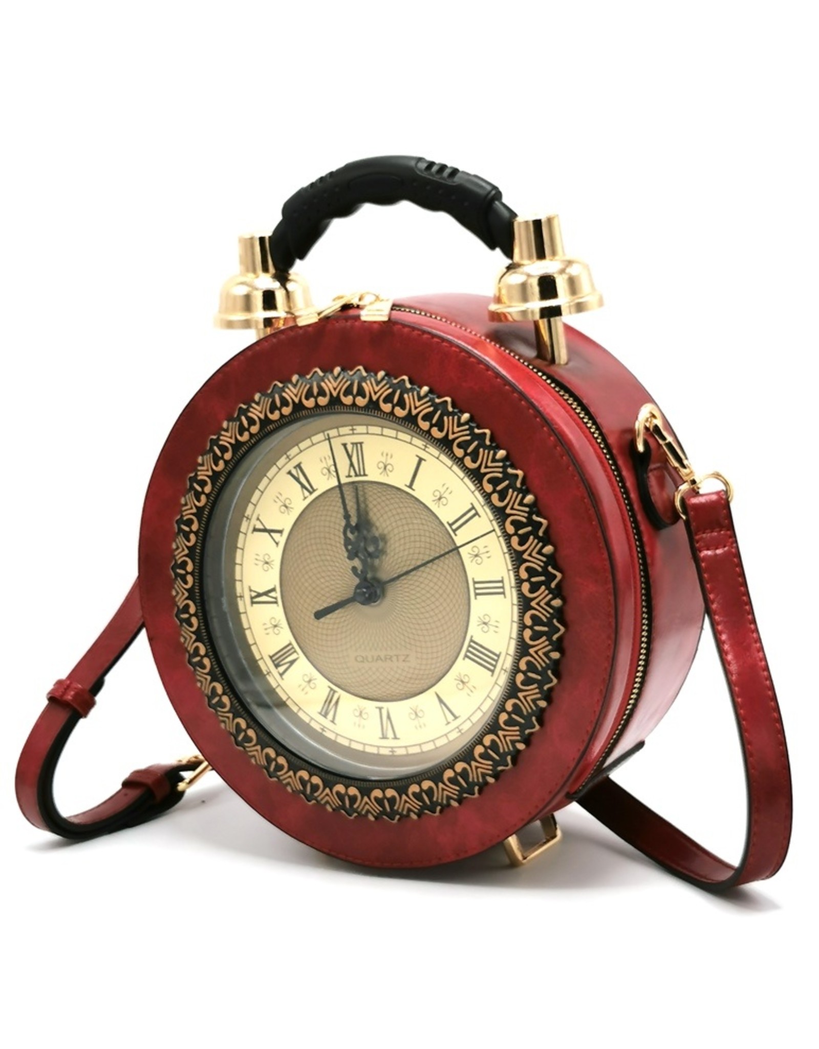 Magic Bags Steampunk tassen Gotic tassen - Klok Handtas met Echte Klok rood (medium)