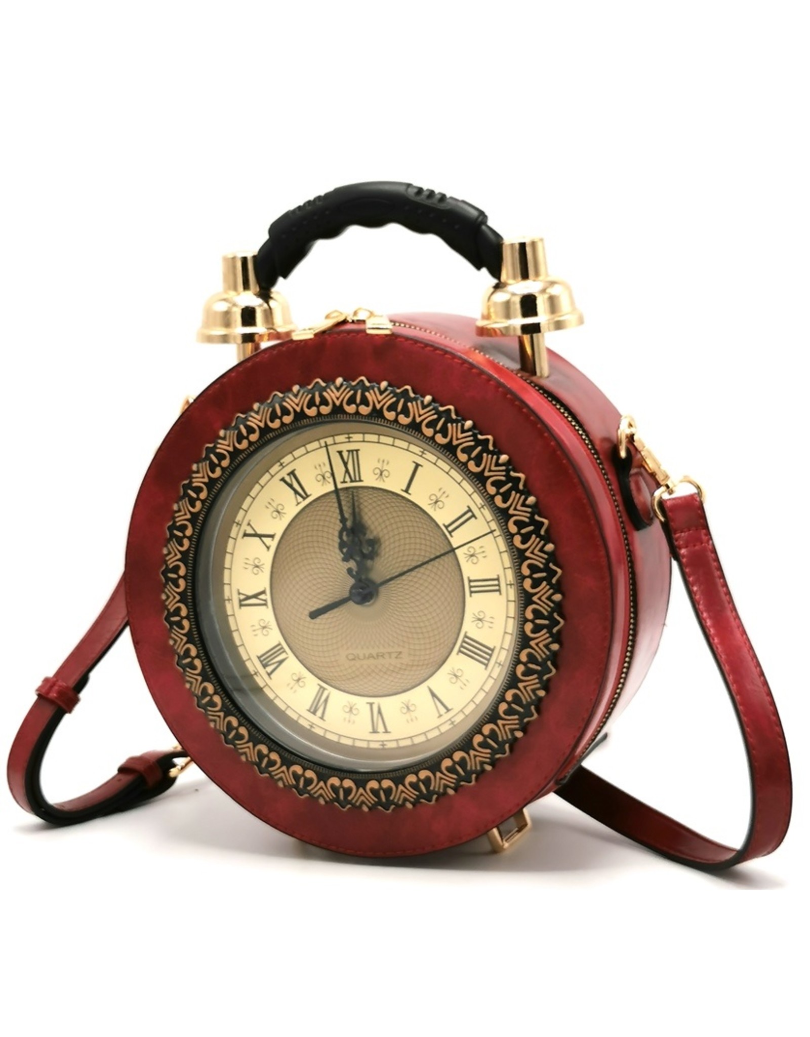 Magic Bags Steampunk bags Gothic bags - Klok Handbag with Real Clock red  (medium)