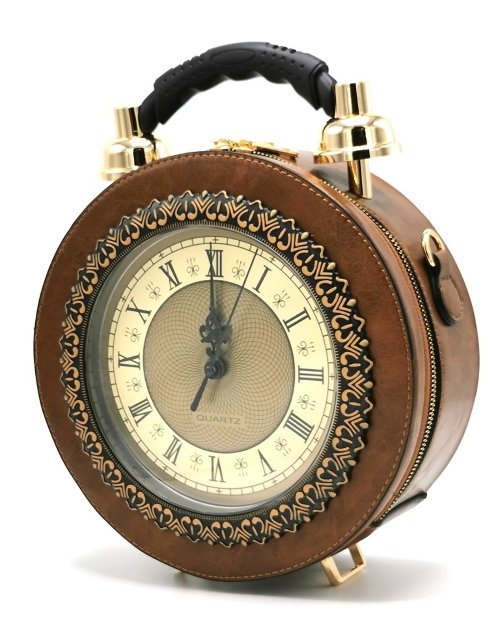 Magic Bags Steampunk bags Gothic bags - Klok Handbag with Real Clock cognac  (medium)