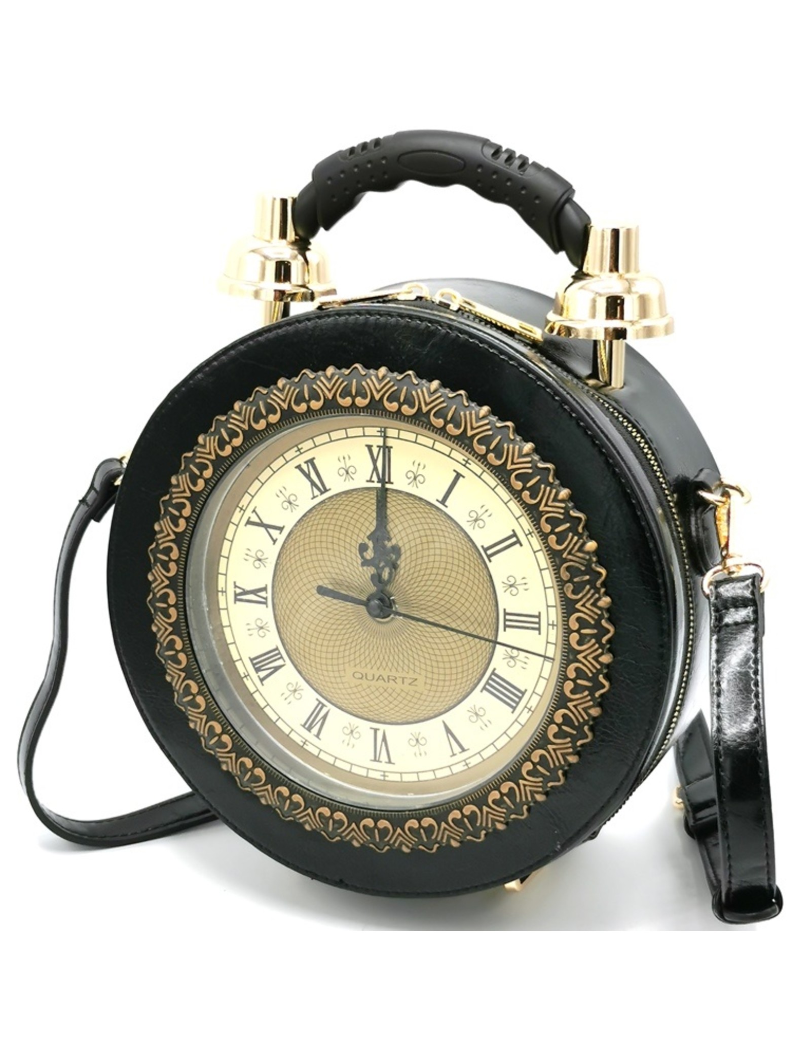 Magic Bags Steampunk bags Gothic bags - Klok Handbag with Real Clock black  (medium)