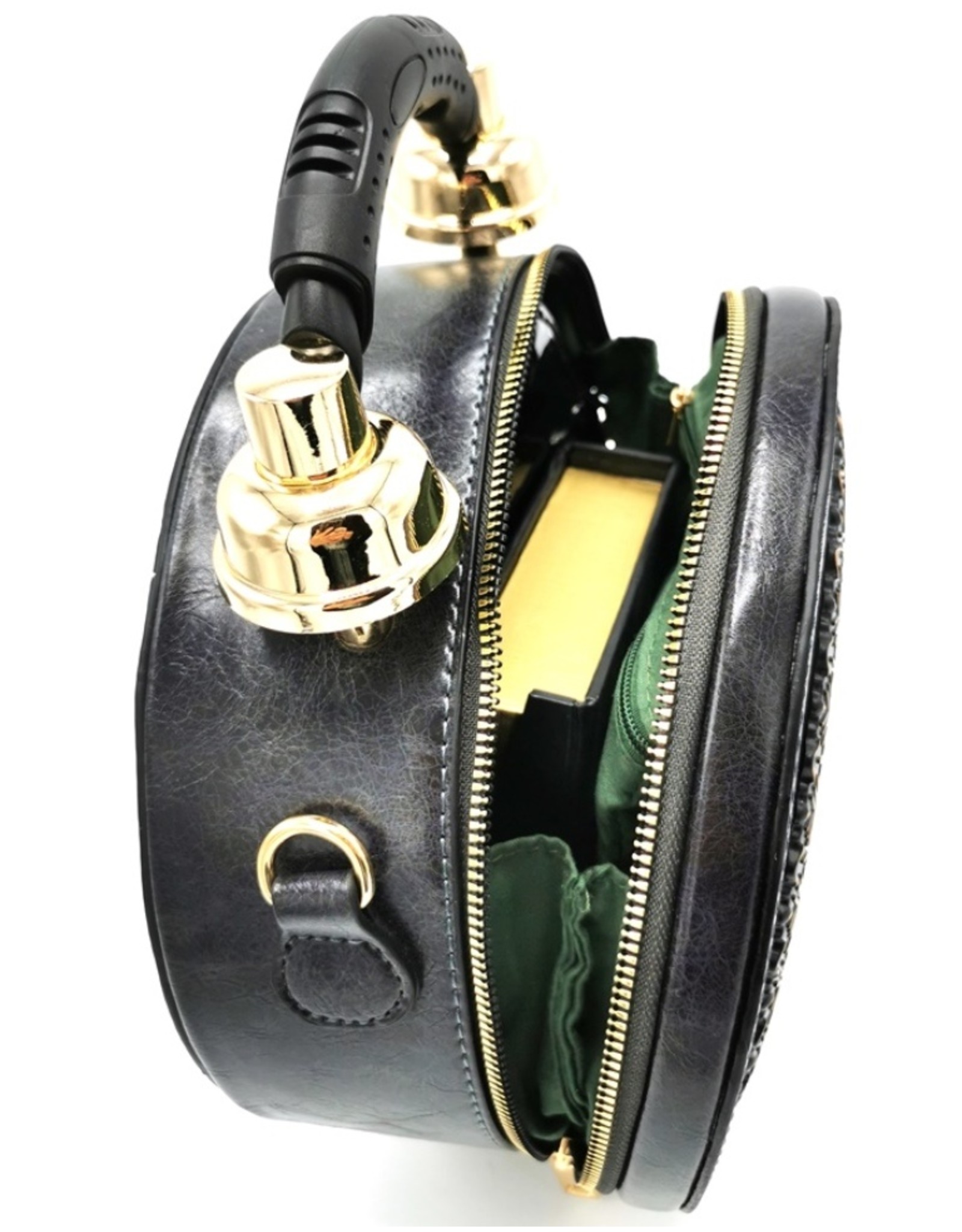 Magic Bags Steampunk bags Gothic bags - Klok Handbag with Real Clock black  (medium)
