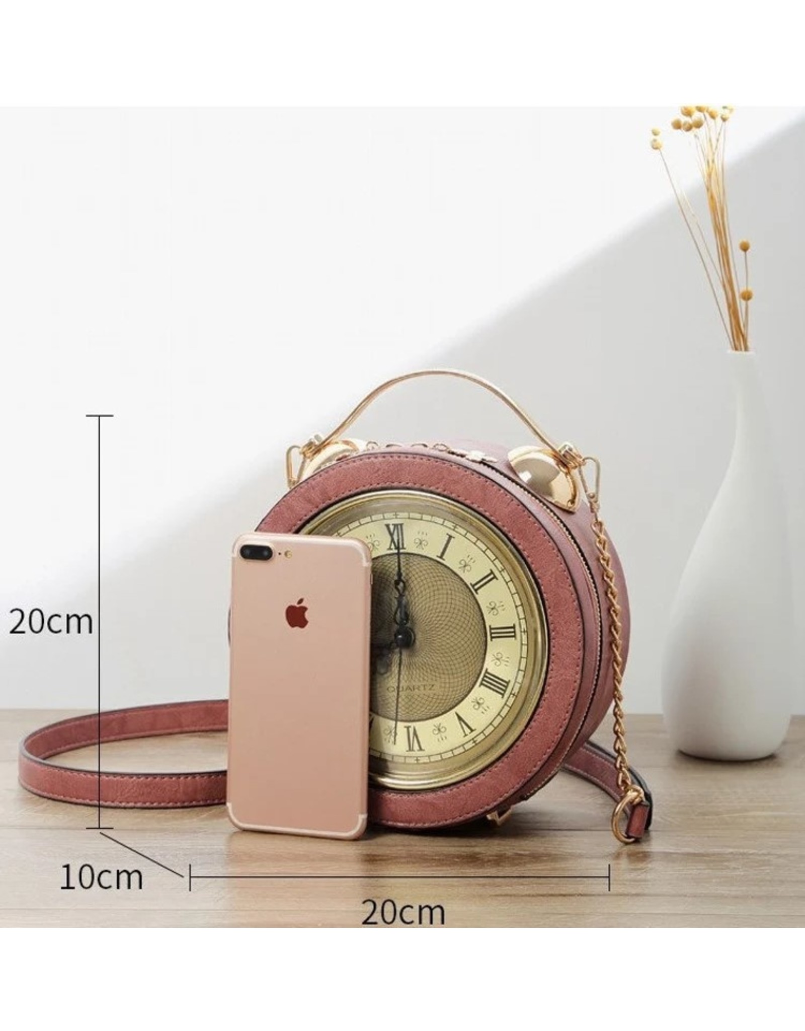 Magic Bags Fantasy bags - Clock Handbag-shoulderbag with Working Clock pink
